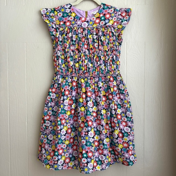 J. Crew Crewcuts Girls' Smocked-Waist Dress in Shimmer Floral - Picture 1 of 14